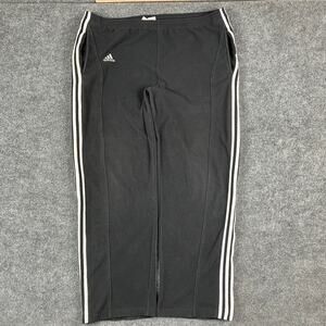 Adidas Track Pants Mens L Black 3 Stripe Athletic Slim Fit Workout Activewear